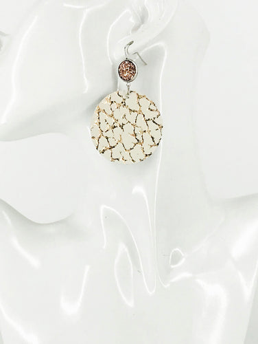 Faux Druzy and Rose Gold Leather Earrings - E19-2865
