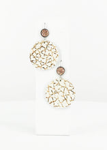 Load image into Gallery viewer, Faux Druzy and Rose Gold Leather Earrings - E19-2865