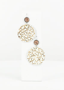 Faux Druzy and Rose Gold Leather Earrings - E19-2865