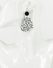 Load image into Gallery viewer, Faux Druzy and White Leopard Leather Earrings - E19-2866