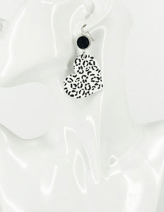 Faux Druzy and White Leopard Leather Earrings - E19-2866