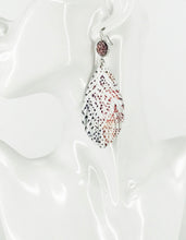 Load image into Gallery viewer, Faux Druzy and Multi-Color Snake Skin Fringe Leather Earrings - E19-2867