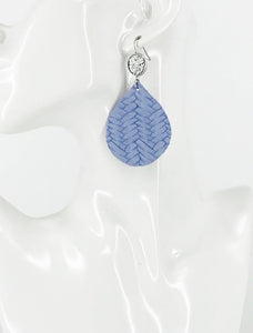 Faux Druzy and Lavender Braided Fishtail Leather Earrings - E19-2875