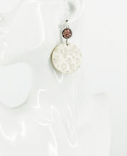 Load image into Gallery viewer, Rose Gold Druzy and Nude Leopard Leather Earrings - E19-2879