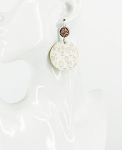 Rose Gold Druzy and Nude Leopard Leather Earrings - E19-2879