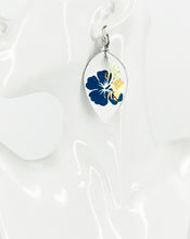 Load image into Gallery viewer, White Genuine Leather and Hibiscus Flower Earrings - E19-2884