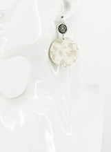Load image into Gallery viewer, Gray Druzy and Nude Leopard Leather Earrings - E19-2885