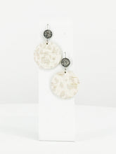 Load image into Gallery viewer, Gray Druzy and Nude Leopard Leather Earrings - E19-2885