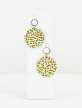 Load image into Gallery viewer, White Druzy and Leopard Leather Earrings - E19-2890