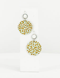 White Druzy and Leopard Leather Earrings - E19-2890
