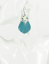 Load image into Gallery viewer, Daisy Leather and Blue Fringe Leather Earrings - E19-2898