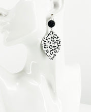 Load image into Gallery viewer, Druzy Agate and Spotted Leopard Leather Earrings - E19-2906