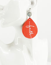 Load image into Gallery viewer, Druzy Agate and Coral Leather &quot;Faith&quot; Earrings - E19-2907