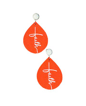 Load image into Gallery viewer, Druzy Agate and Coral Leather &quot;Faith&quot; Earrings - E19-2907