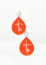 Load image into Gallery viewer, Druzy Agate and Coral Leather &quot;Faith&quot; Earrings - E19-2907