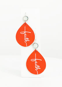 Druzy Agate and Coral Leather "Faith" Earrings - E19-2907