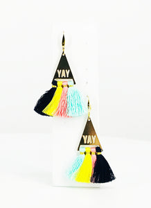 Multi-Color Tassel Pendant Earrings - E19-2914