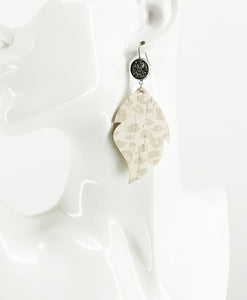 Druzy Agate and Nude Leopard Leather Earrings - E19-2927