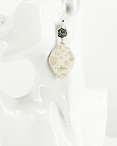 Druzy Agate and Nude Leopard Leather Earrings - E19-2932