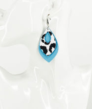 Load image into Gallery viewer, Blue and Leopard Faux Leather Earrings - E19-2939