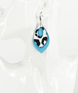 Blue and Leopard Faux Leather Earrings - E19-2939