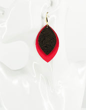 Load image into Gallery viewer, Coral Leather and Chocolate Embossed Leather Earrings - E19-2950