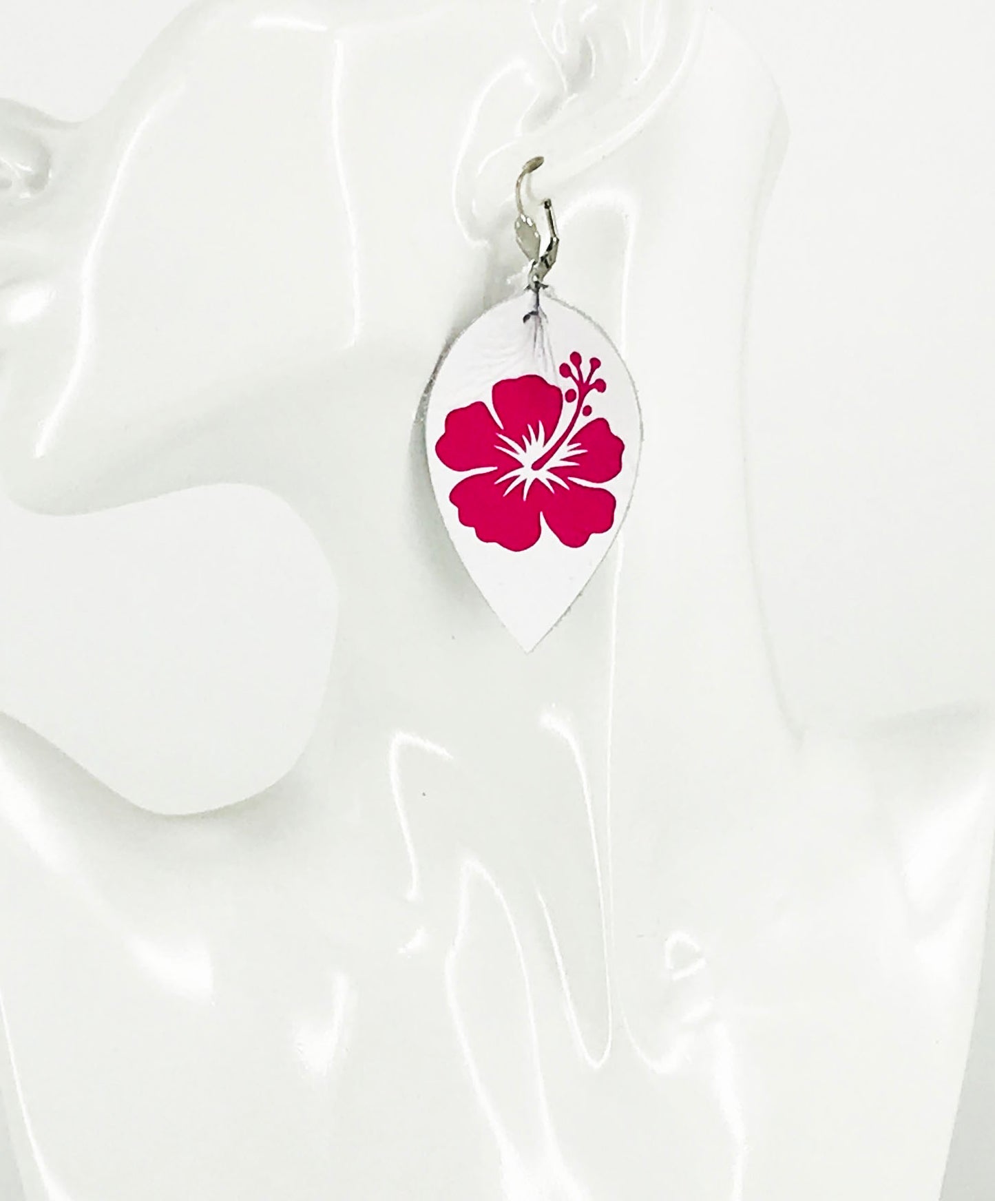 Hibiscus Flower Leather Earrings