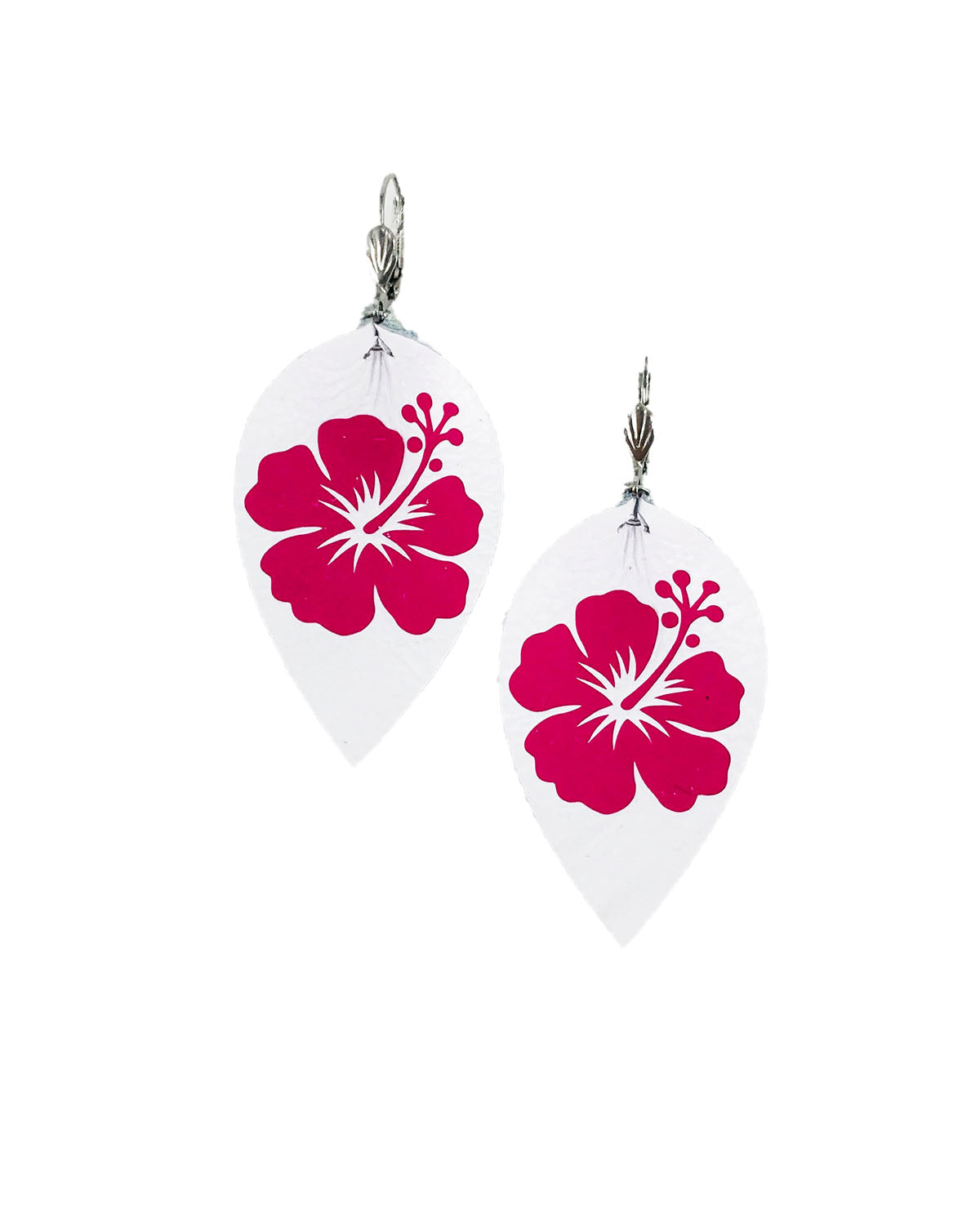 Hibiscus Flower Leather Earrings