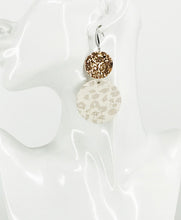 Load image into Gallery viewer, Chunky Glitter and Nude Leopard Leather Earrings - E19-2955