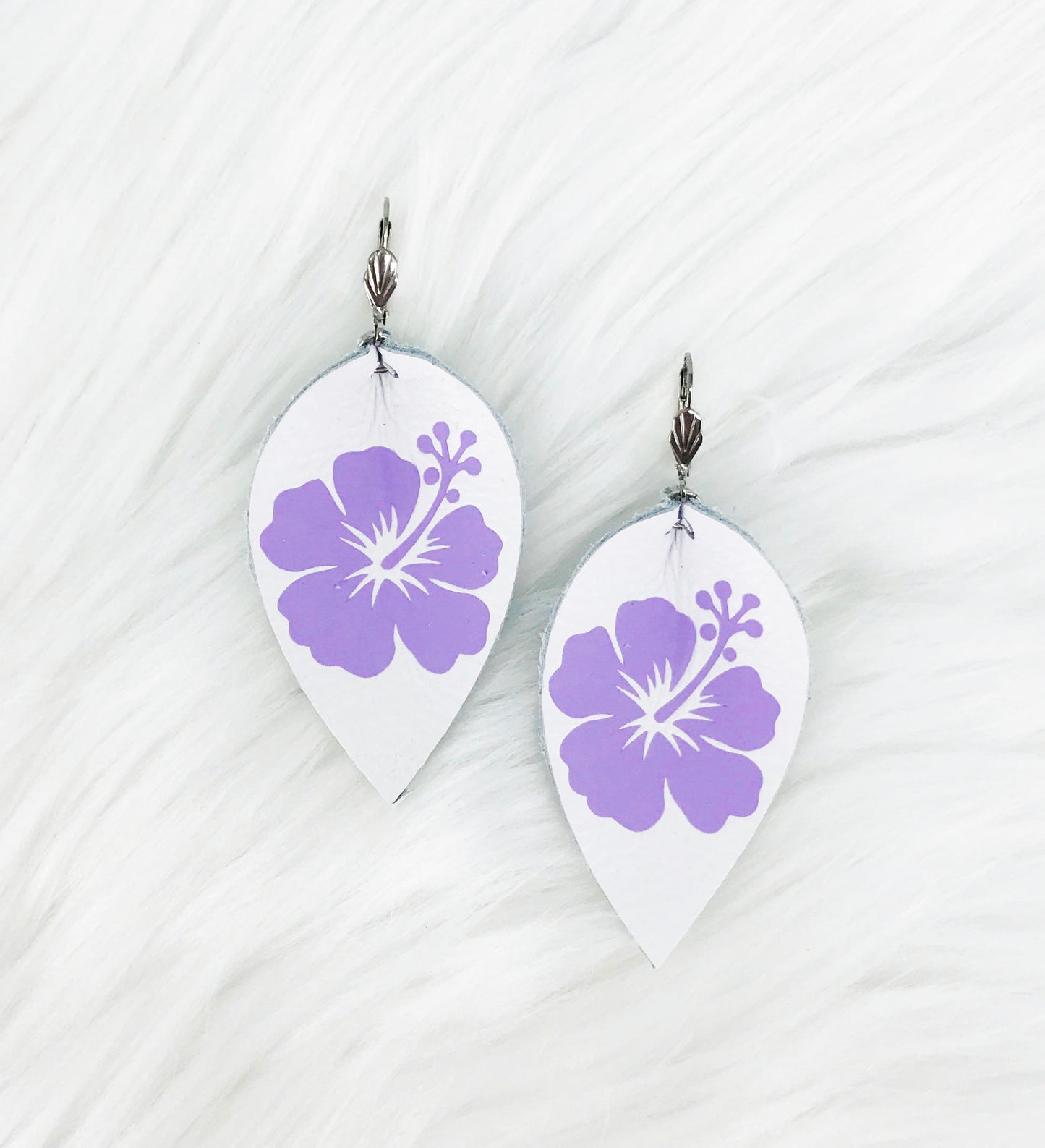 Hibiscus Flower Leather Earrings
