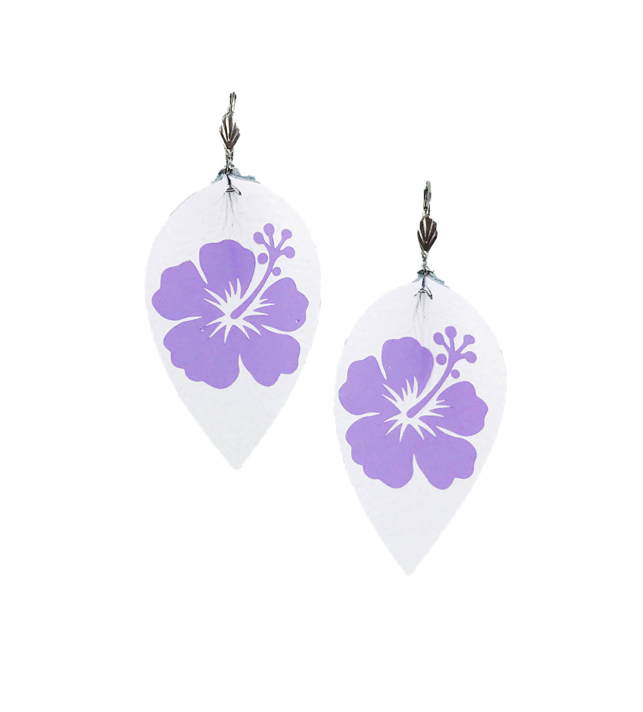 Hibiscus Flower Leather Earrings