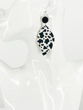 Load image into Gallery viewer, Druzy Agate and Black &amp; White Spotted Cow Leather Earrings - E19-2962