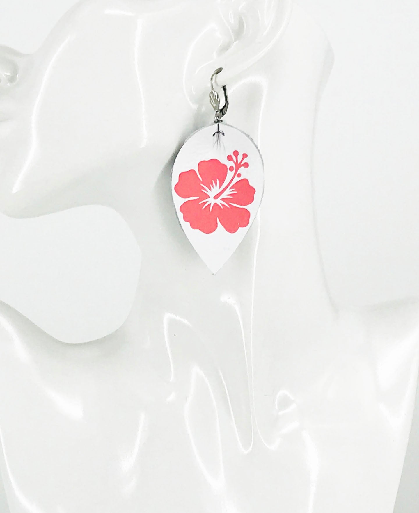 Hibiscus Flower Leather Earrings