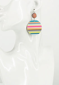 Druzy Agate and Striped Faux Leather Earrings - E19-2967