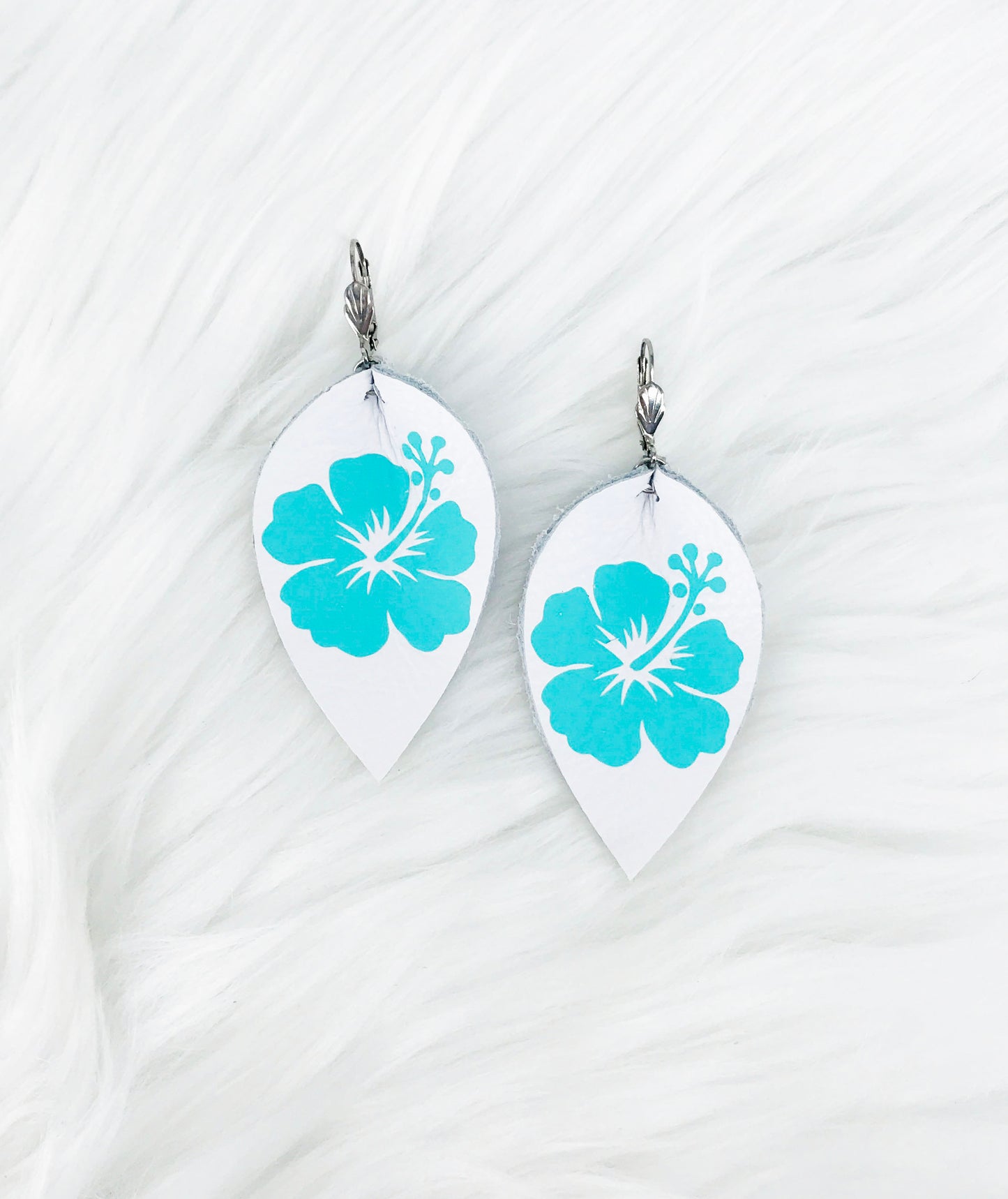 Hibiscus Flower Leather Earrings