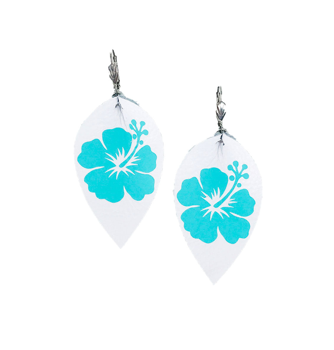 Hibiscus Flower Leather Earrings