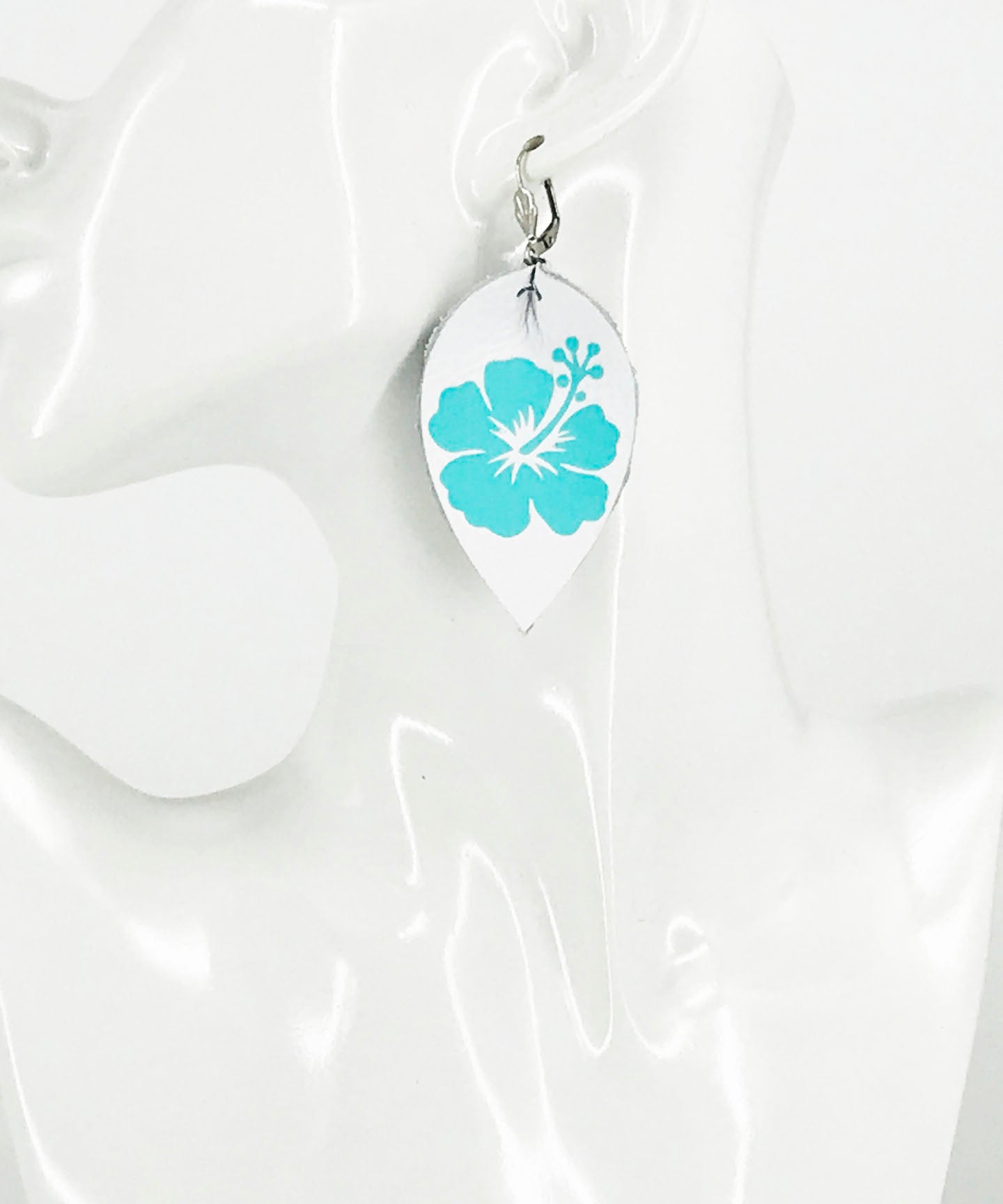 Hibiscus Flower Leather Earrings