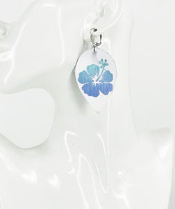 Gradient Color Hibiscus Flower Leather Earrings
