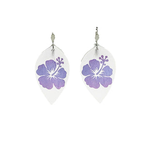 Gradient Color Hibiscus Flower Leather Earrings