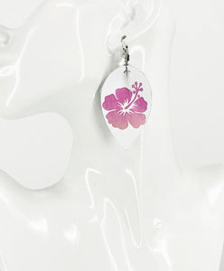 Gradient Color Hibiscus Flower Leather Earrings