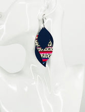 Load image into Gallery viewer, Blue and Cheetah Serape Striped Faux Leather Earrings - E19-2978