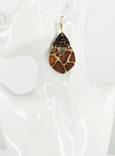 Load image into Gallery viewer, Giraffe Cork and Chunky Glitter Earrings - E19-2992