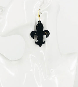 Black Portuguese Cork Fleur De Lis Earrings - E19-2994