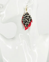 Load image into Gallery viewer, Coral and Cheetah Leather Earrings -E19-3035
