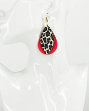 Load image into Gallery viewer, Coral and Cheetah Leather Earrings - E19-3041