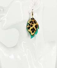 Load image into Gallery viewer, Aqua and Cheetah Leather Earrings - E19-3050