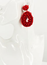 Load image into Gallery viewer, Red Bohemian Beaded Teardrop Earrings - E19-3067