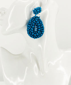 Blue Bohemian Beaded Teardrop Earrings - E19-3069