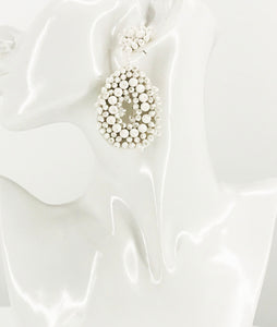 White Bohemian Beaded Teardrop Earrings - E19-3071