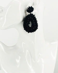 Black Bohemian Beaded Teardrop Earrings - E19-3072
